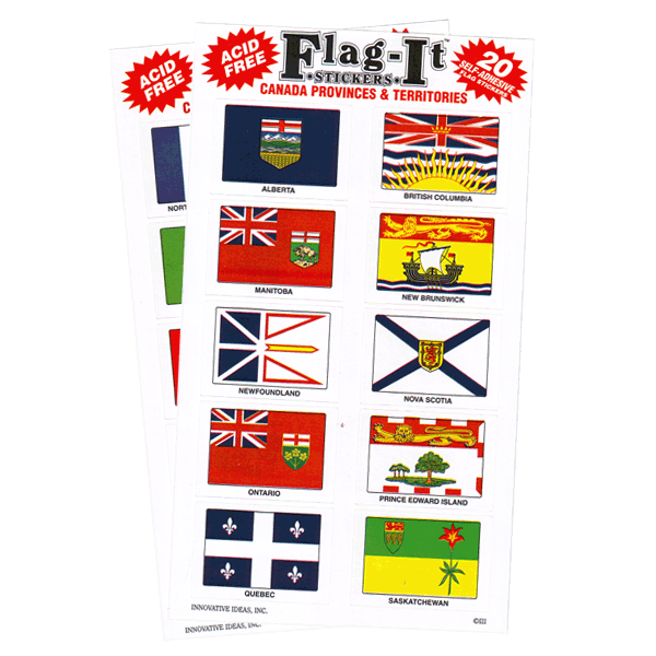 Provinces/Territories 1” x 1.5” Decal Set, 20/pack